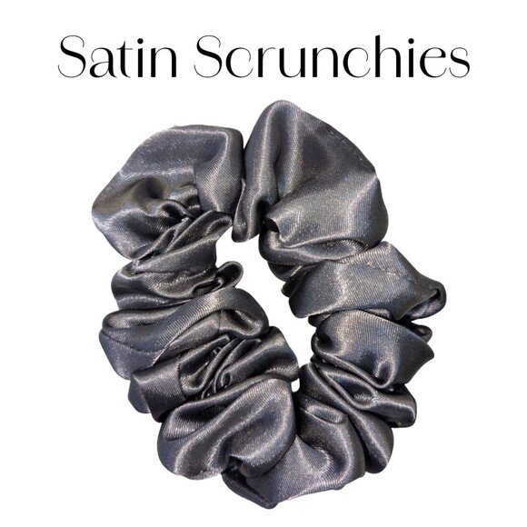 Amiga Mia small grey satin scrunchie hand crafted - Picture 2 of 5